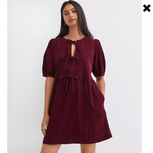 Tall Corduroy Bow Mini Pocket Dress size L